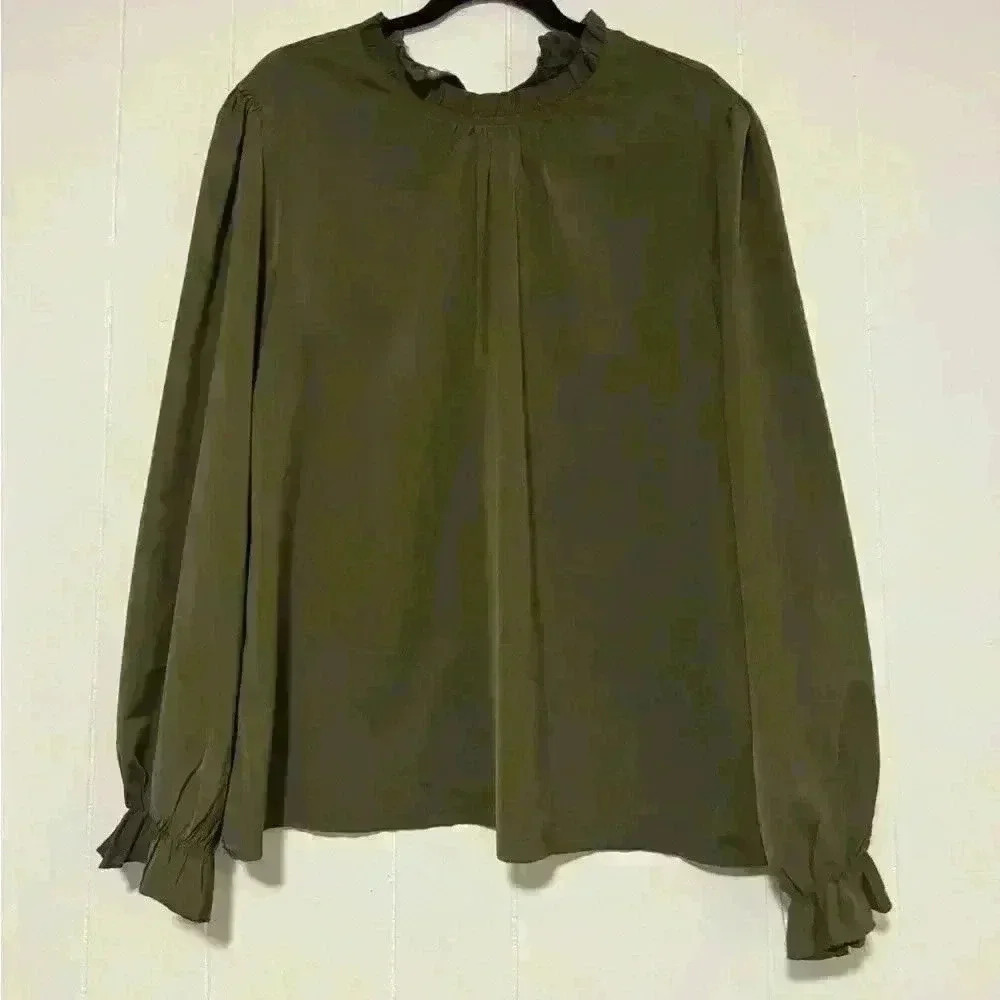 LYANER Women's Frill Mock Neck Flounce Long Sleeve Solid Blouse
Office Shirt Top